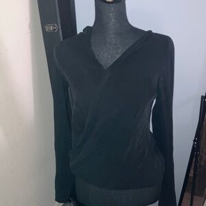 Black Long Sleeve SILK Wrap Top